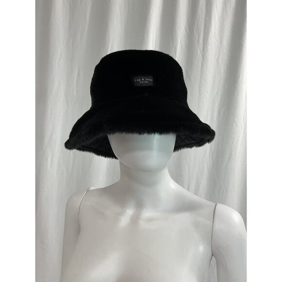 Rag & Bone \'Addison\' Black Faux Fur Reversible Bucket Hat Size M - NWT main image 4